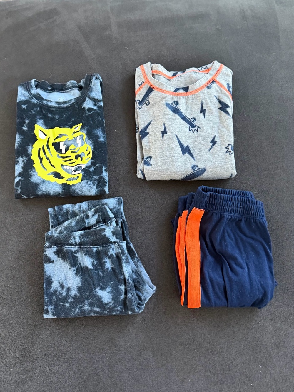Gap Pajama Set with Neon Tiger Graphic and Skateboard and Lightening Rods
